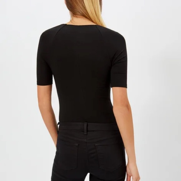 Alexander Wang Stretch Jersey Criss Cross Front Short Sleeve Bodysuit - Picture 2 of 11